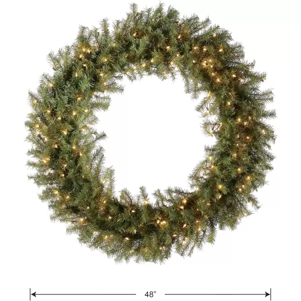 imageNational Tree Company PreLit Artificial Christmas Wreath Green Norwood Fir White Lights Christmas Collection 48 Inches48Inch