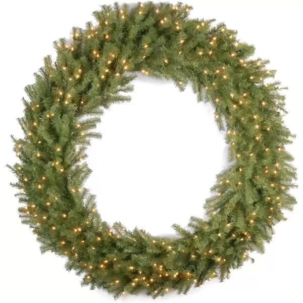 imageNational Tree Company PreLit Artificial Christmas Wreath Green Norwood Fir White Lights Christmas Collection 48 Inches60 in