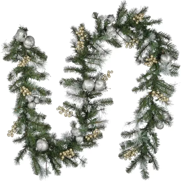 imageNational Tree Company PreLit Artificial Christmas Garland Green Pomegranate Pine White Lights Decorated With Ball Ornaments Berry Clusters Plug In Christmas Collection 9 Feet