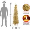 imageNational Tree Company Artificial Christmas Tree Champagne Gold Tinsel Includes Stand 6 feet