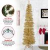 imageNational Tree Company Artificial Christmas Tree Champagne Gold Tinsel Includes Stand 6 feet