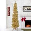 imageNational Tree Company Artificial Christmas Tree Champagne Gold Tinsel Includes Stand 6 feet