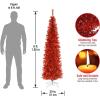 imageNational Tree Company Artificial Christmas Tree Red Tinsel Includes Stand 6 feet