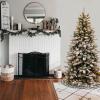 imageNational Tree Company lit Artificial Christmas Tree  Includes PreStrung White Lights and Stand  Snowy Mountain Pine Slim75 ft