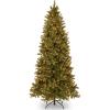 imageNational Tree Company Prelit Feel Real Artificial Slim Downswept Christmas Tree Green Douglas Fir White Lights Includes Stand 9 feet