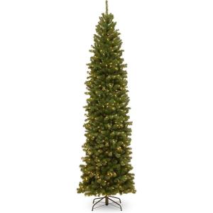 imageNational Tree Company Artificial Giant Slim Christmas Tree Green North Valley Spruce White Lights Includes Stand 10 Feet