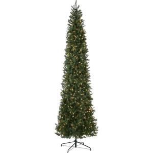 imageNational Tree Company Artificial PreLit Slim Christmas Tree Green Kingswood Fir White Lights Includes Stand 14 Feet