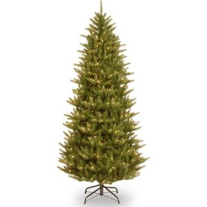 imageNational Tree Company Feel Real Prelit Artificial Christmas Tree  Includes Prestrung White Lights and Stand  Frasier Slim  75 ft7ft 6in