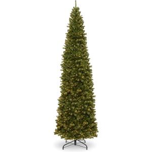 imageNational Tree Company PreLit Artificial Giant Slim Christmas Tree Green North Valley Spruce White Lights Includes Stand 12 Feet