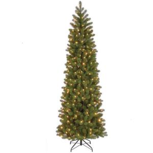 imageNational Tree Company Prelit Feel Real Artificial Slim Downswept Christmas Tree Green Douglas Fir Dual Color LED Lights Includes PowerConnect and Stand 75 feet