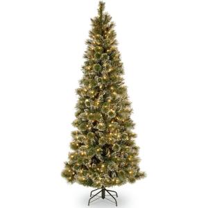 imageNational Tree Foot Glittery Bristle Slim Pine Tree 65 ftGreen