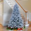 imageNational Tree Company PreLit Feel Real Artificial Christmas Tree Snowy Hamilton Spruce Green White Lights Includes Stand 75 Feet