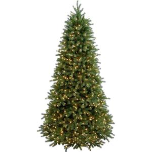 imageNational Tree Company Feel Real Prelit Artificial Christmas Tree  Includes Prestrung White Lights and Stand  Jersey Fraser Fir Slim 75 ft7ft 6in