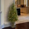 imageNational Tree Company PreLit Artificial Entrance Christmas Tree Green Dunhill Fir White Lights Includes Decorative Urn Base 4 Feet