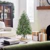 imageNational Tree Company PreLit Feel Real Artificial Slim Downswept Christmas Tree Green Douglas Fir Dual Color LED Lights Includes PowerConnect and Stand 7 feet4ft 6in