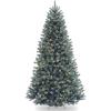 imageNational Tree Company PreLit Artificial Full Christmas Tree Blue North Valley Spruce White Lights Includes Stand 65 feet7ft 6in