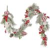 imageHGTV Home Collection Unlit Artificial Christmas Garland SnowDusted Mixed Branch Tips Flexible Vine Base Unlit 6 Feet