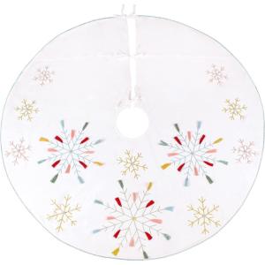 imageHGTV Home Collection Boho Velvet Snowflake Embroidered Tree Skirt Multicolor 54in