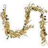 imageHGTV Home Collection Unlit Artificial Christmas Garland Metallic Gold Laurel Leaves Flexible Vine Base Unlit 6 Feet