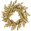 imageHGTV Home Collection Unlit Artificial Christmas Wreath Metallic Gold Laurel Leaves Woven Branch Ring Base Unlit 24 Inches