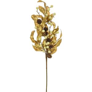 imageNational Tree Company HGTV Home Collection Artificial Christmas Plants Spray Decoration Flexible Stem Decorated with Gold Laurels Berry Clusters Pine Cones Pack of 2 24 Inches