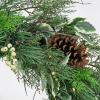 imageHGTV Home Collection Pre Lit Artificial Christmas Wreath Mixed Branch Tips Decorated with Pinecones Holly and Berries Battery Powered 22 Inches