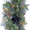 imageHGTV Home Collection Unlit Swiss Chic Artificial Mantle Swag with Pinecones Berries and Bells Unlit HGTV Home Collection Blue 60in