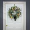 imageHGTV Home Collection Unlit Swiss Chic Artificial Wreath with Pinecones Berries Bells and Woven Branch Ring Base Unlit HGTV Home Collection Blue 28in