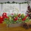 imageNational Tree Company HGTV Home Collection Artificial Christmas Plant Arrangement Mixed Branch Tips Decorated with Green Leaves Red Berry Clusters Pine Cones Includes Wooden Base 12 Inches