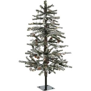 imageHGTV Home Collection PreLit Snowy Quinn Valley Snowy Pinecone Tree Green with Clear Incandescent Lights Plug in 3ft