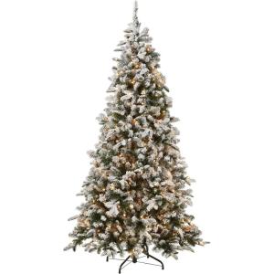 imageNational Tree 75 Foot quotFeel Realquot Snowy Everest Fir Medium Tree with 450 Clear Lights Hinged PEV331175