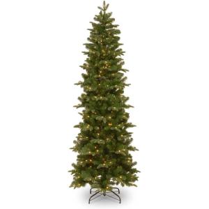 imageNational Tree Company Prelit Artificial Christmas Tree  Includes Prestrung White Lights and Stand  Prescott Pencil Slim  75 ft7ft 6in