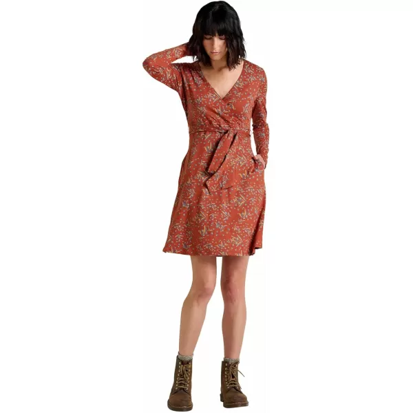 ToadampCo Cue Wrap LS Dress  WomensCinnamon Seedpod Print