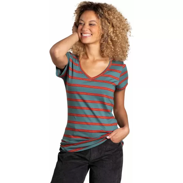 ToadampCo Marley II ShortSleeve Tee  WomensSilver Pine 90s Stripe