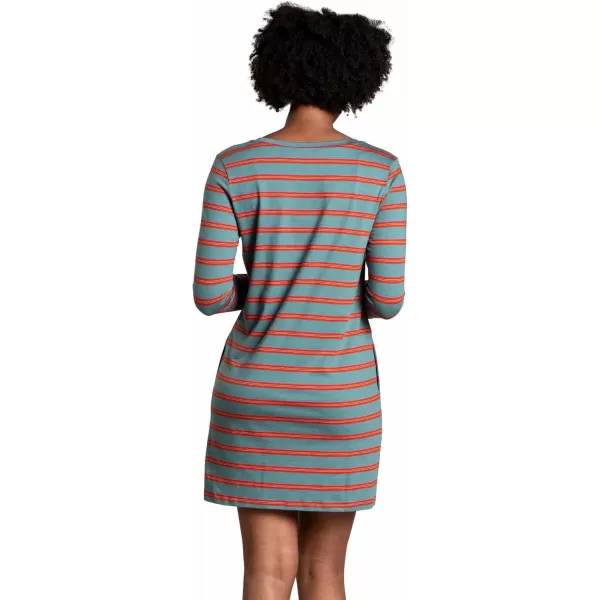 ToadampCo Windmere II LS Dress  WomensSilver Pine 90s Stripe