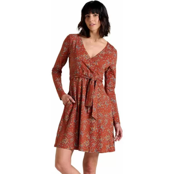 ToadampCo Cue Wrap LS Dress  WomensCinnamon Seedpod Print