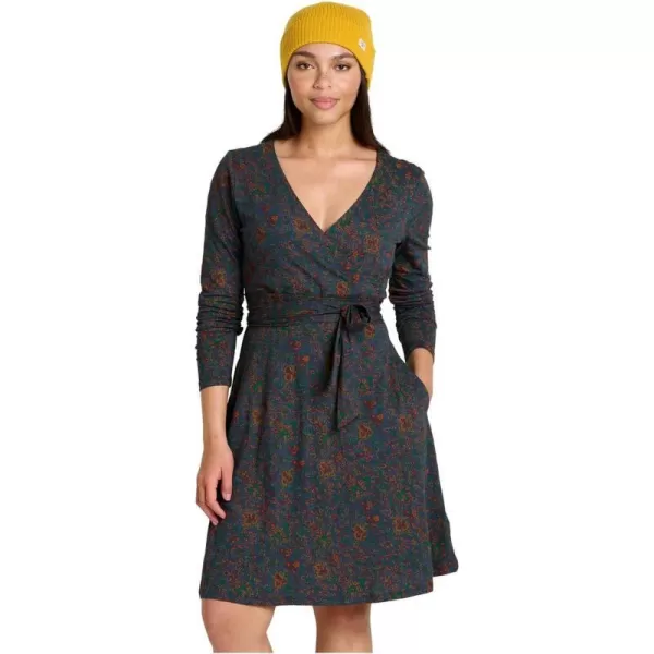 ToadampCo Cue Wrap LS Dress  WomensTrue Navy Paisley Print