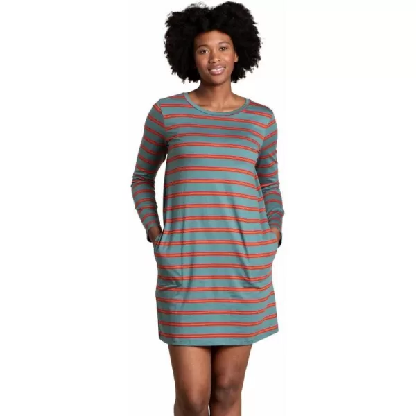 ToadampCo Windmere II LS Dress  WomensSilver Pine 90s Stripe