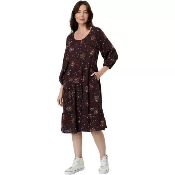 ToadampCo Womens Manzana Tiered LS DressCarob Floral Print