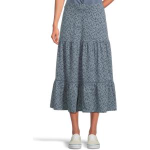 imageToadampampCo Marigold Tiered Midi SkirtTrue Navy Tonal Print