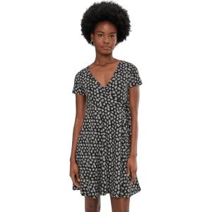 image:imageToadampCo Freesia Wrap Short Sleeve DressBlackSalt Print