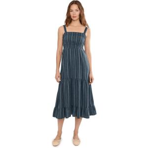 image:imageToadampCo Taj Hemp Tiered Midi Sleeveless DressMidnight Dobby