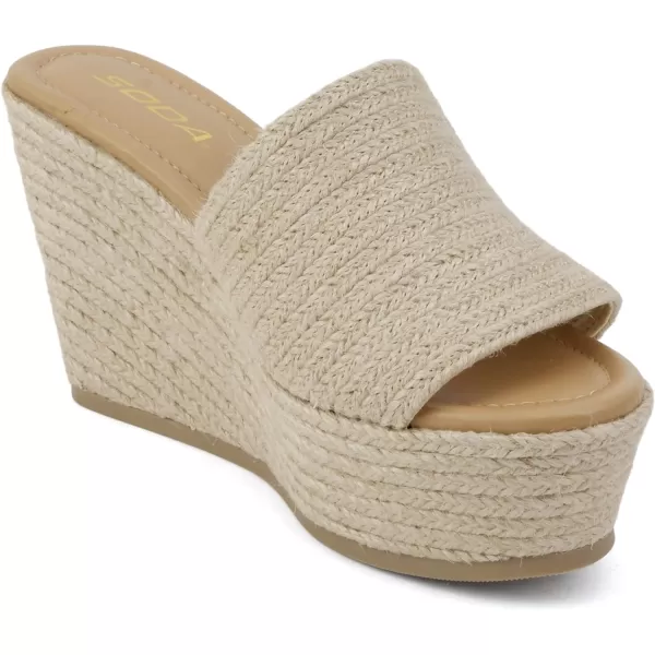 Soda Bounty  Women Round Toe Single Band SlipOn Espadrille Wedge SandalJute