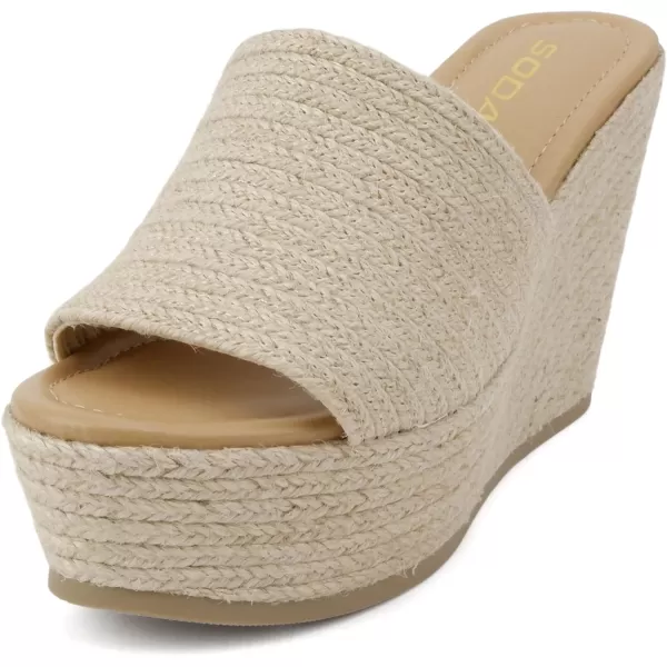 Soda Bounty  Women Round Toe Single Band SlipOn Espadrille Wedge SandalJute