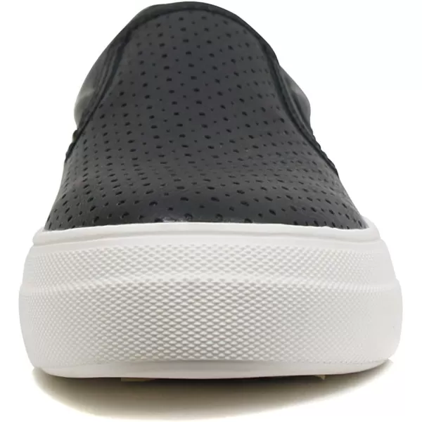 Soda Croft  Slip On Perforated Double Layer Foam Padded Cushion Sock Fashion SneakersBlack Pu