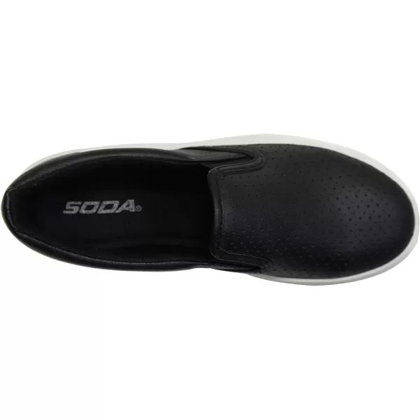 Soda Croft  Slip On Perforated Double Layer Foam Padded Cushion Sock Fashion SneakersBlack Pu