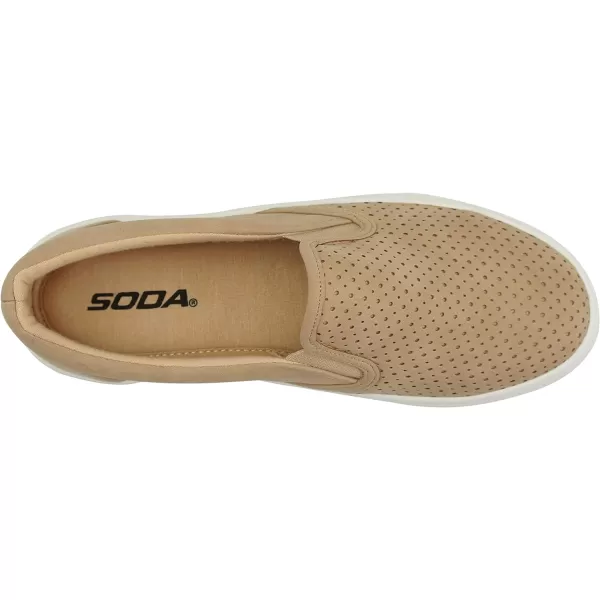 Soda Croft  Slip On Perforated Double Layer Foam Padded Cushion Sock Fashion SneakersDknatural