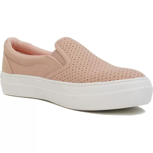 Soda Croft  Slip On Perforated Double Layer Foam Padded Cushion Sock Fashion SneakersDusty Mauve Nubuck Pu