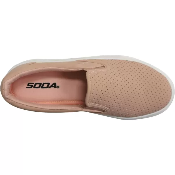 Soda Croft  Slip On Perforated Double Layer Foam Padded Cushion Sock Fashion SneakersDusty Mauve Nubuck Pu