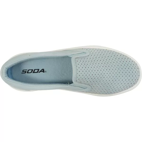 Soda Croft  Slip On Perforated Double Layer Foam Padded Cushion Sock Fashion SneakersLblue Nubuck Pu